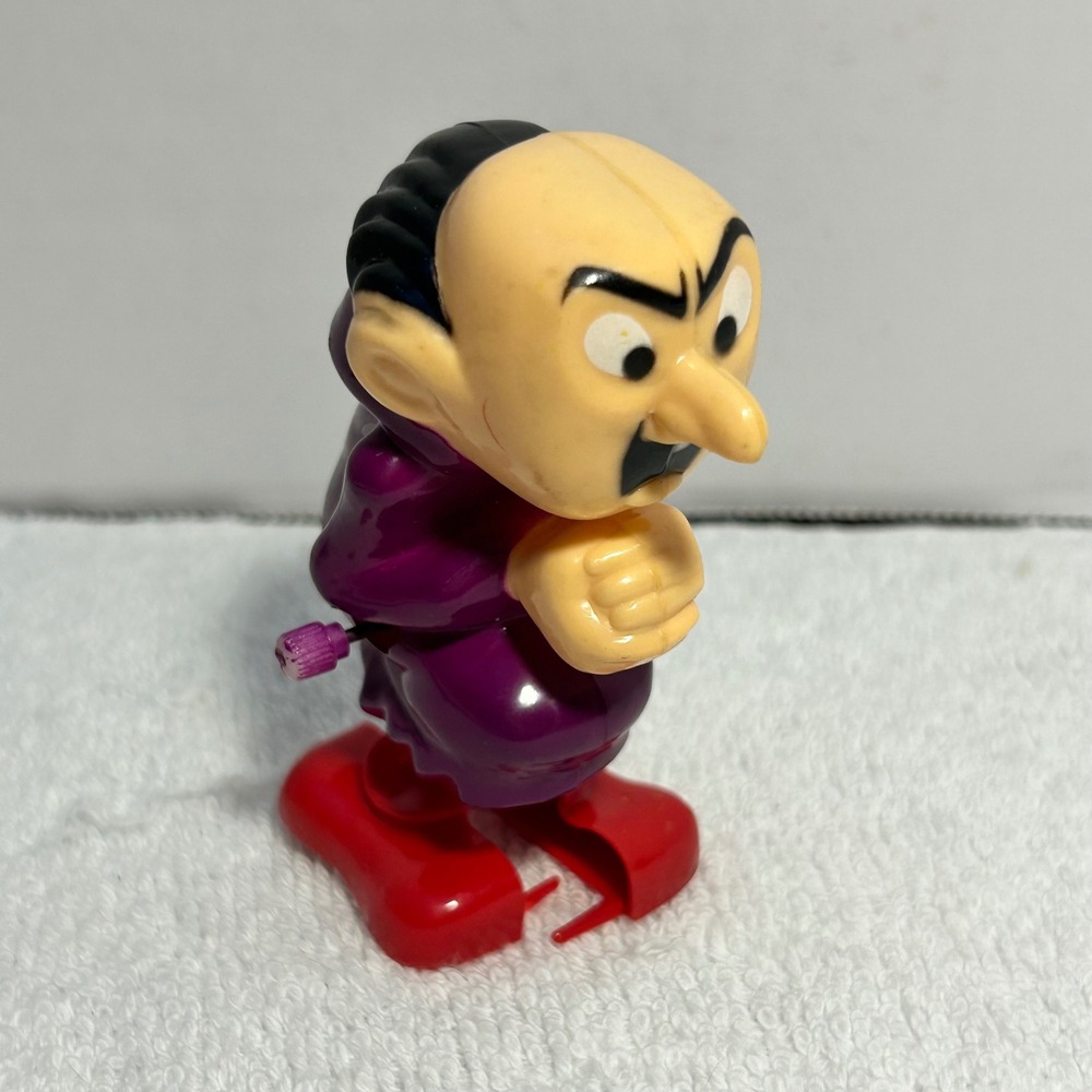 Vintage 1982 Galoob Smurfs Gargamel Wind Up Walking Toy Figure Peyo Hong Kong